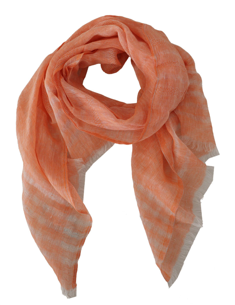 Elegant Orange Linen Shawl Wrap Scarf Malo