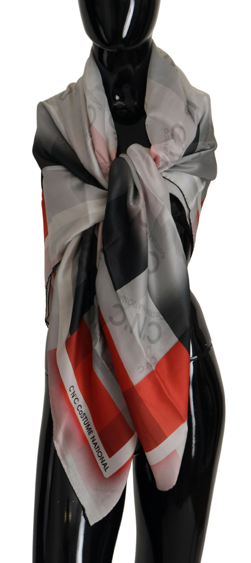 Elegant Checkered Silk Scarf Costume National