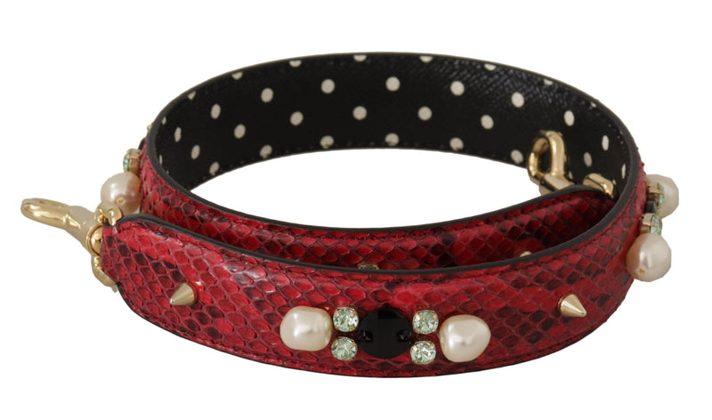 Elegant Red Python Leather Shoulder Strap Dolce & Gabbana