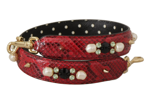 Elegant Red Python Leather Shoulder Strap Dolce & Gabbana