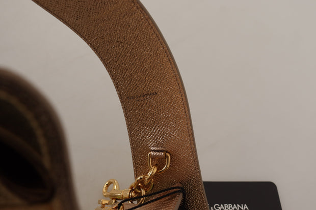 Elegant Gold Leather Shoulder Strap Dolce & Gabbana