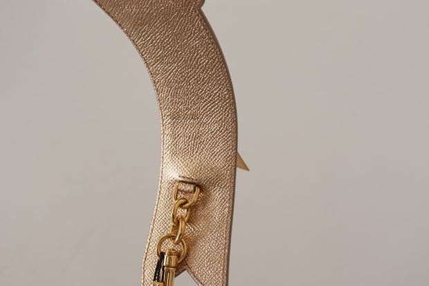 Elegant Gold Leather Shoulder Strap Dolce & Gabbana