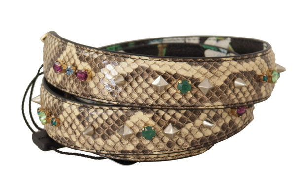 Elegant Beige Python Leather Shoulder Strap Dolce & Gabbana