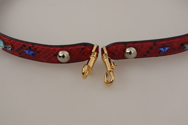 Chic Red Python Leather Shoulder Strap Dolce & Gabbana