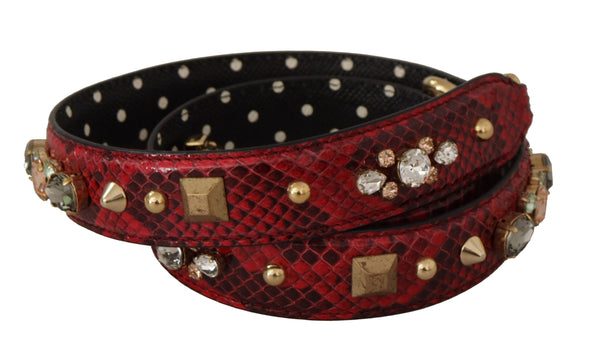 Red Python Leather Shoulder Bag Strap Dolce & Gabbana