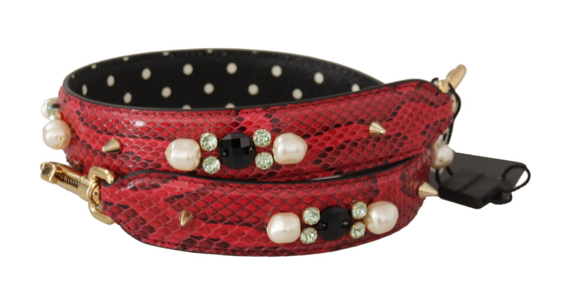 Elegant Red Python Leather Shoulder Strap Dolce & Gabbana