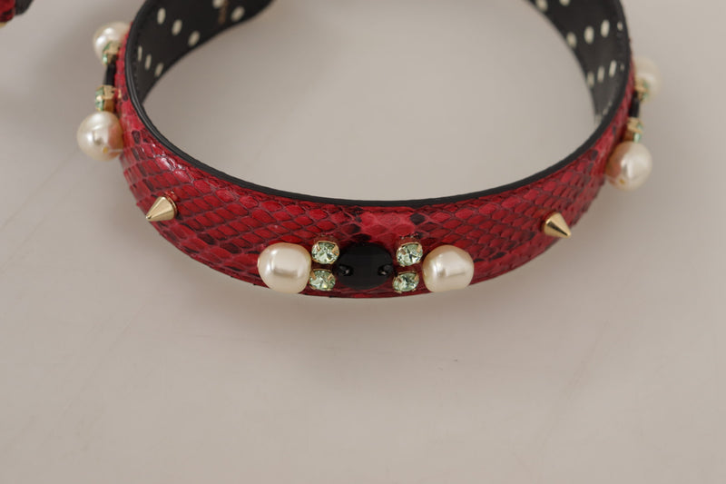 Elegant Red Python Leather Shoulder Strap Dolce & Gabbana