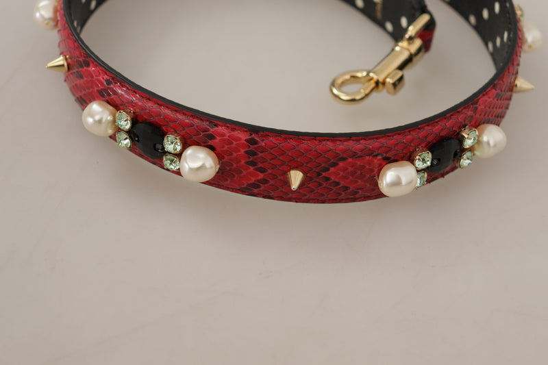 Elegant Red Python Leather Shoulder Strap Dolce & Gabbana