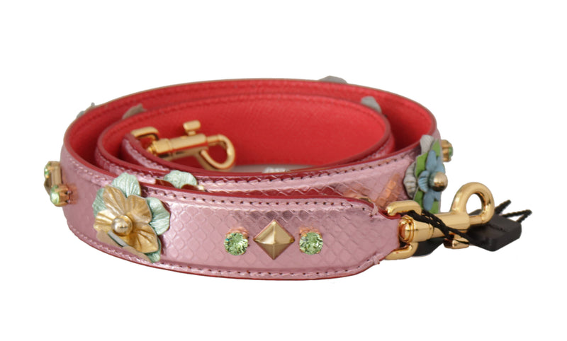 Elegant Metallic Pink Leather Shoulder Strap Dolce & Gabbana