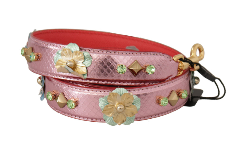 Elegant Metallic Pink Leather Shoulder Strap Dolce & Gabbana