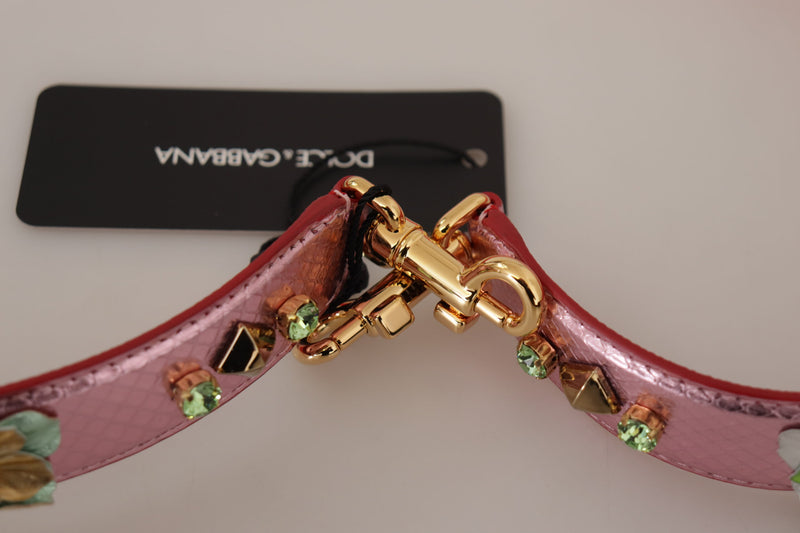 Elegant Metallic Pink Leather Shoulder Strap Dolce & Gabbana