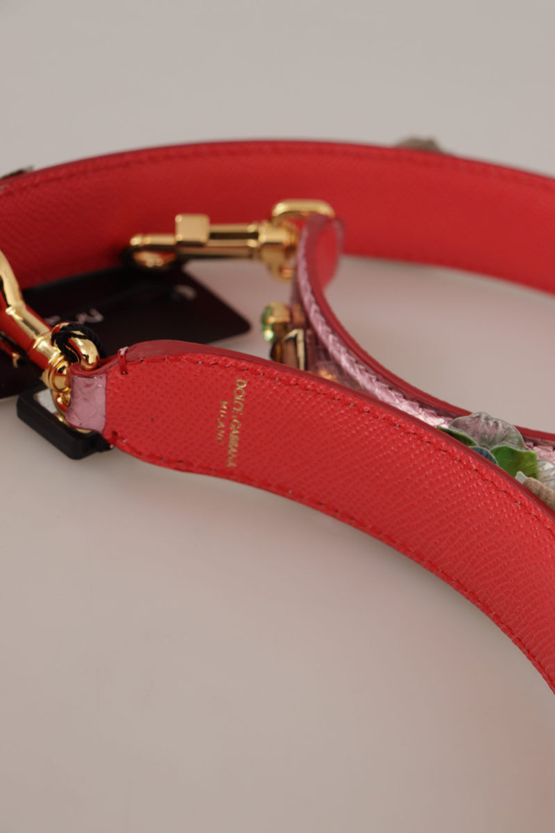 Elegant Metallic Pink Leather Shoulder Strap Dolce & Gabbana