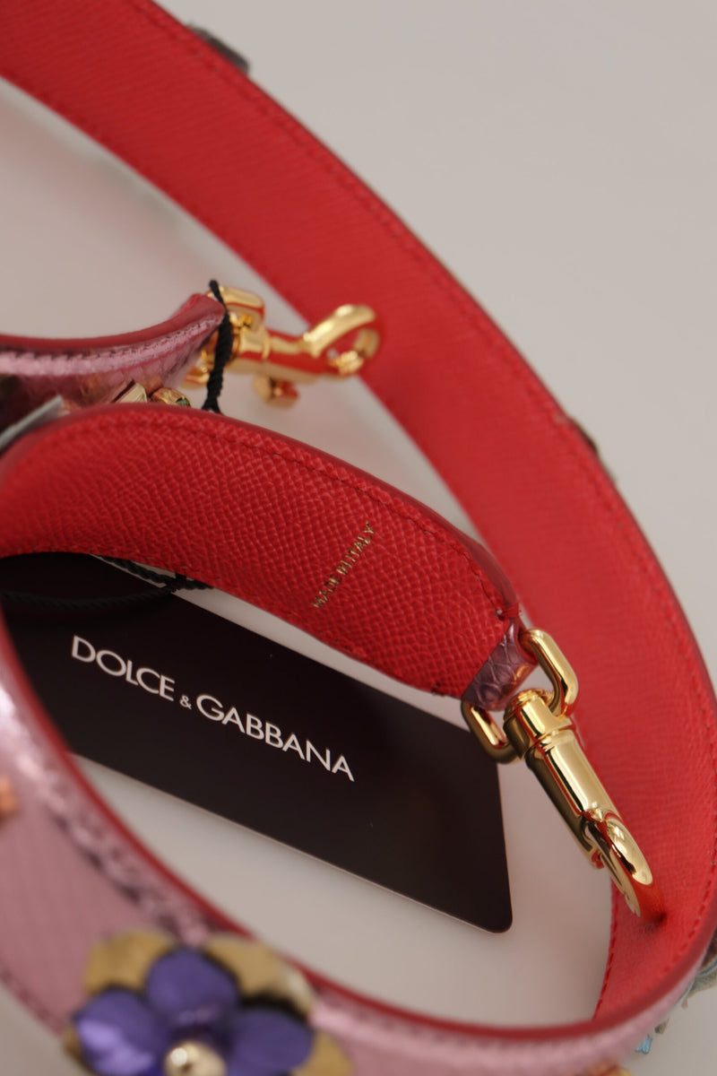 Elegant Metallic Pink Leather Shoulder Strap Dolce & Gabbana