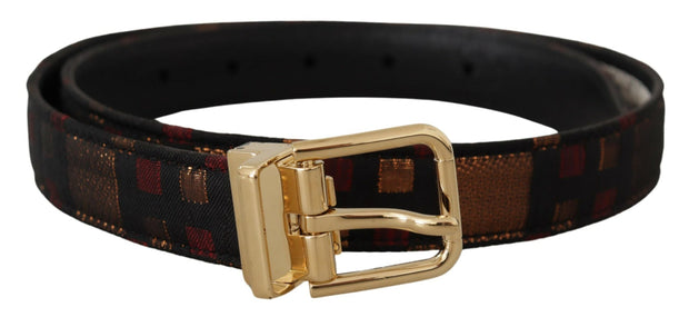 Multicolor Leather Belt with Gold Buckle Dolce & Gabbana