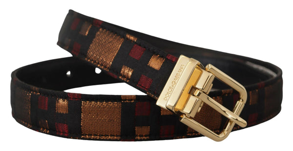 Multicolor Leather Belt with Gold Buckle Dolce & Gabbana