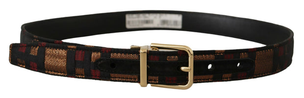 Multicolor Leather Belt with Gold Buckle Dolce & Gabbana