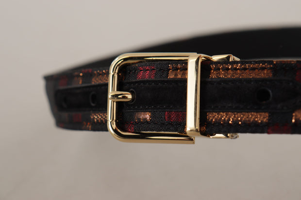 Multicolor Leather Belt with Gold Buckle Dolce & Gabbana