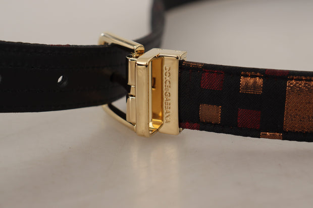 Multicolor Leather Belt with Gold Buckle Dolce & Gabbana