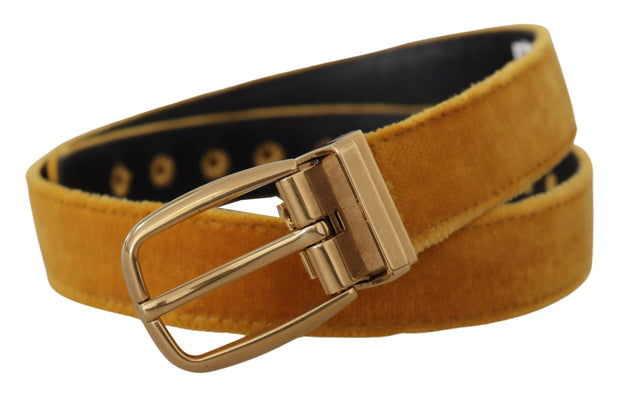 Elegant Velvet Gold Buckle Women's Belt Dolce & Gabbana