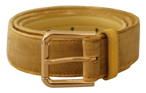 Elegant Velvet Designer Gold-Buckled Belt Dolce & Gabbana