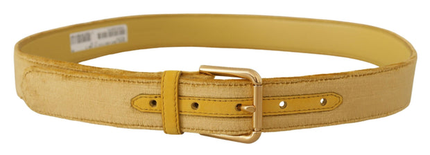 Elegant Velvet Designer Gold-Buckled Belt Dolce & Gabbana