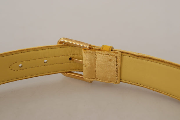 Elegant Velvet Designer Gold-Buckled Belt Dolce & Gabbana