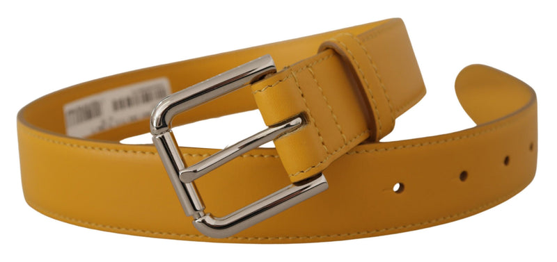 Elegant Leather Belt in Sunshine Yellow Dolce & Gabbana