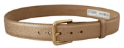 Chic Rose Gold Leather Belt with Logo Buckle Dolce & Gabbana