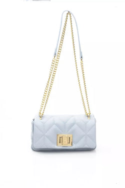 Elegant Light Blue Shoulder Bag with Golden Accents Baldinini Trend