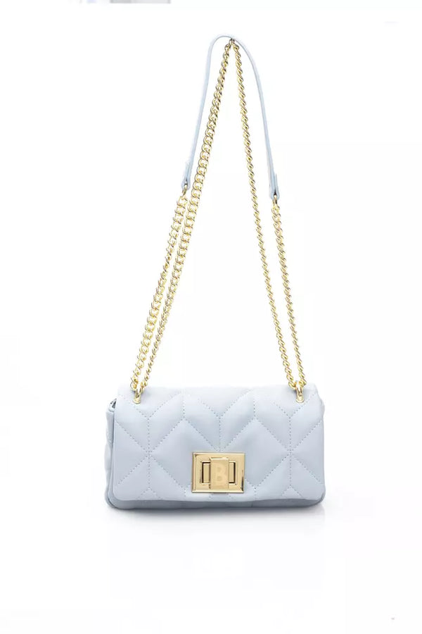 Elegant Light Blue Shoulder Bag with Golden Accents Baldinini Trend