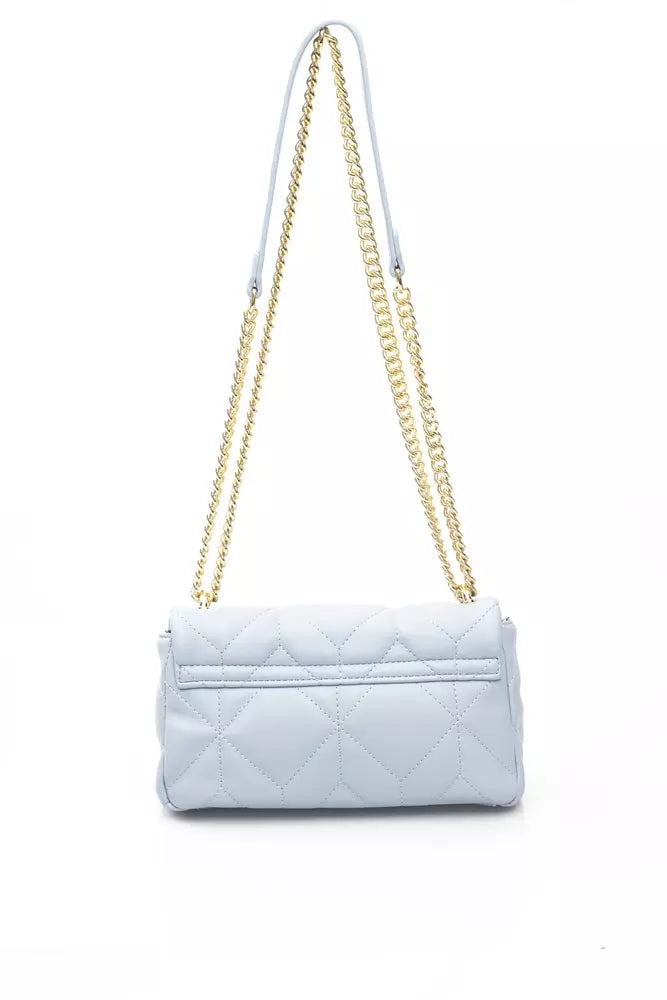 Elegant Light Blue Shoulder Bag with Golden Accents Baldinini Trend