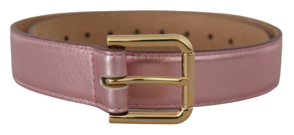 Elegant Metallic Pink Leather Belt Dolce & Gabbana