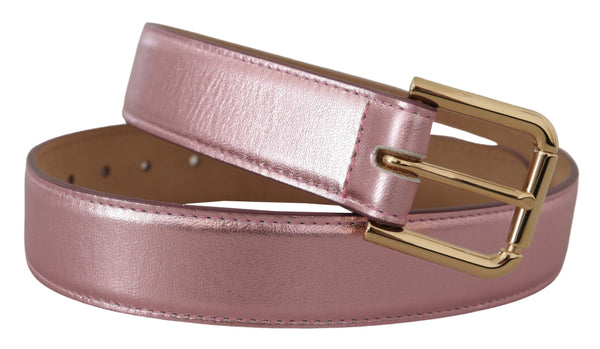 Elegant Metallic Pink Leather Belt Dolce & Gabbana