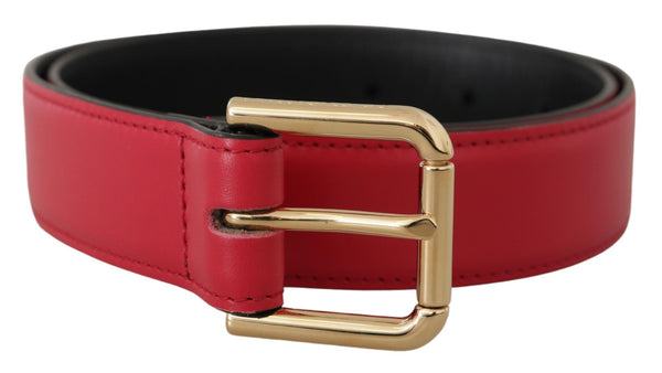 Elegant Red Leather Belt with Gold-Tone Buckle Dolce & Gabbana