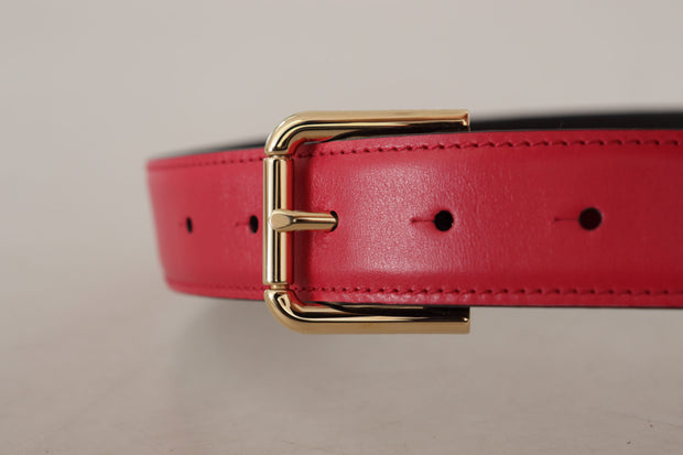 Elegant Red Leather Belt with Gold-Tone Buckle Dolce & Gabbana