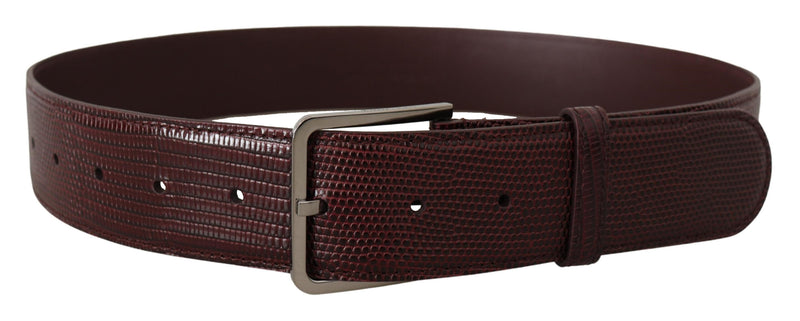 Elegant Maroon Leather Belt with Engraved Buckle Dolce & Gabbana