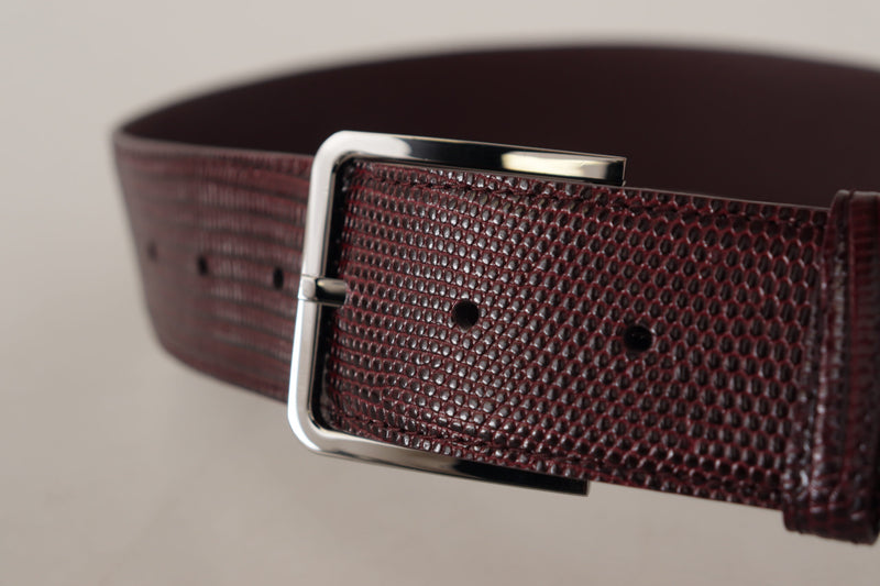 Elegant Maroon Leather Belt with Engraved Buckle Dolce & Gabbana