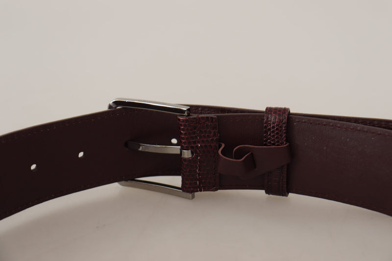 Elegant Maroon Leather Belt with Engraved Buckle Dolce & Gabbana