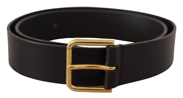 Elegant Black Leather Belt with Gold-Tone Buckle Dolce & Gabbana