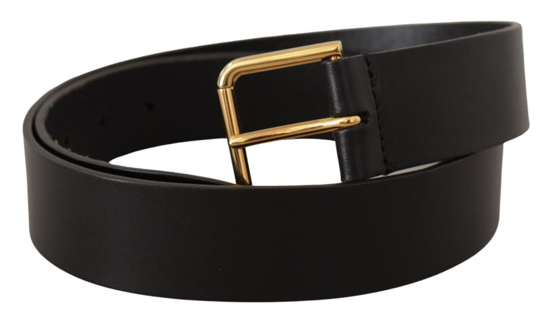 Elegant Black Leather Belt with Gold-Tone Buckle Dolce & Gabbana