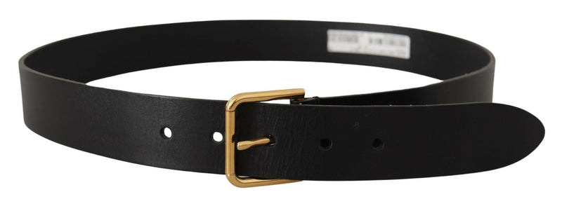 Elegant Black Leather Belt with Gold-Tone Buckle Dolce & Gabbana