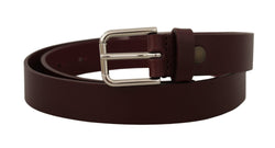 Elegant Maroon Leather Belt with Logo Buckle Dolce & Gabbana