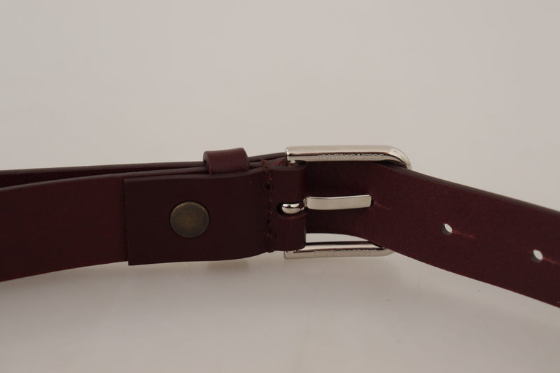 Elegant Maroon Leather Belt with Logo Buckle Dolce & Gabbana