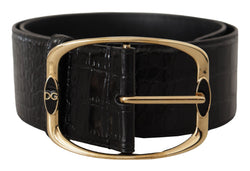 Elegant Black Leather Logo Belt Dolce & Gabbana