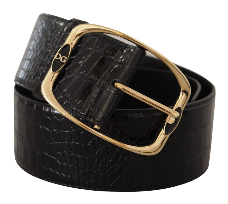 Elegant Black Leather Logo Belt Dolce & Gabbana