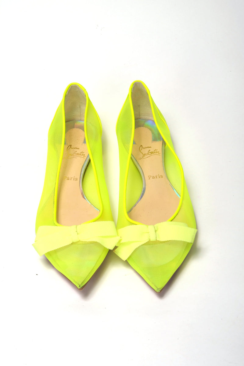 Fluro Yellow Flat Point Toe Shoe Christian Louboutin