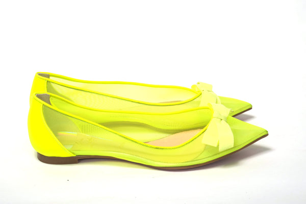 Fluro Yellow Flat Point Toe Shoe Christian Louboutin