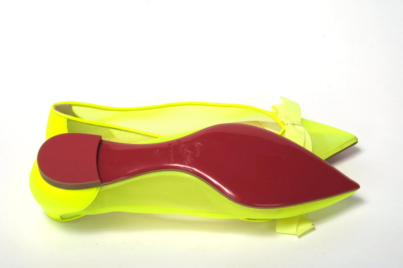 Fluro Yellow Flat Point Toe Shoe Christian Louboutin