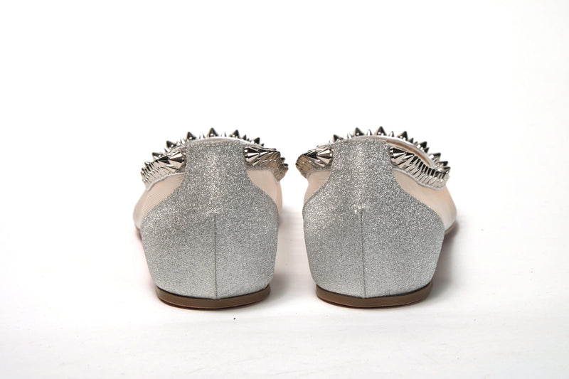 Silver Flat Point Toe Shoe Christian Louboutin