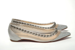 Silver Flat Point Toe Shoe Christian Louboutin